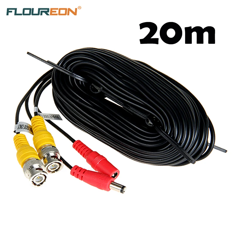 

Floureon 20M CCTV DVR Camera Recorder system Video Cable DC Power Security Surveillance BNC Cable