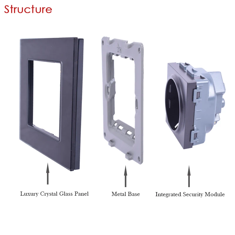 Coswall стены кристалл стекло Панель мощность разъем заземлен, 16A черный ЕС Стандартный электрическая розетка 86 мм* 86 мм