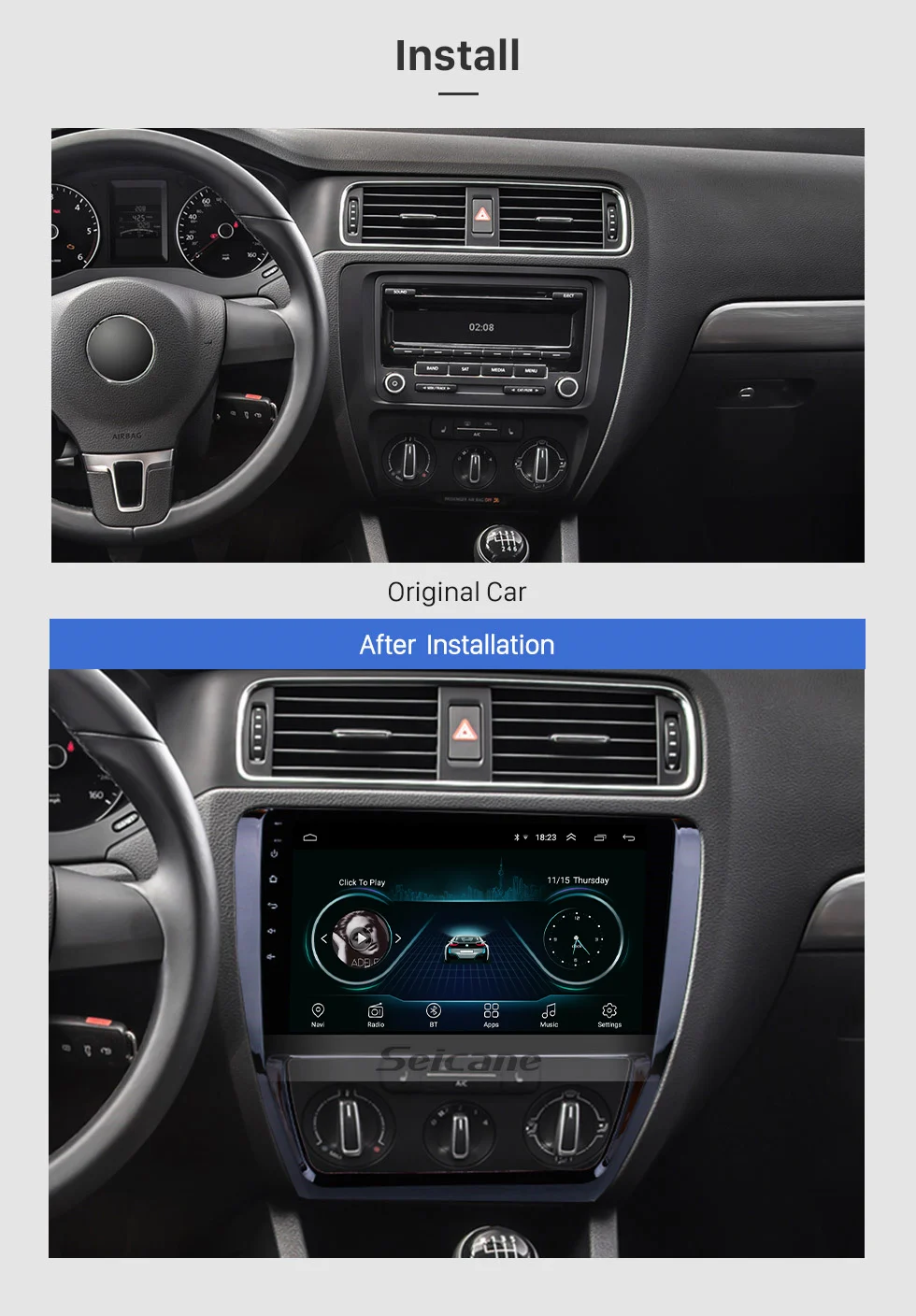 Cheap Seicane Android 8.1 for 2012 2013 2014 2015 VW Volkswagen SAGITAR GPS Navigation System Radio 1024*600 Touchscreen Bluetooth SWC 2