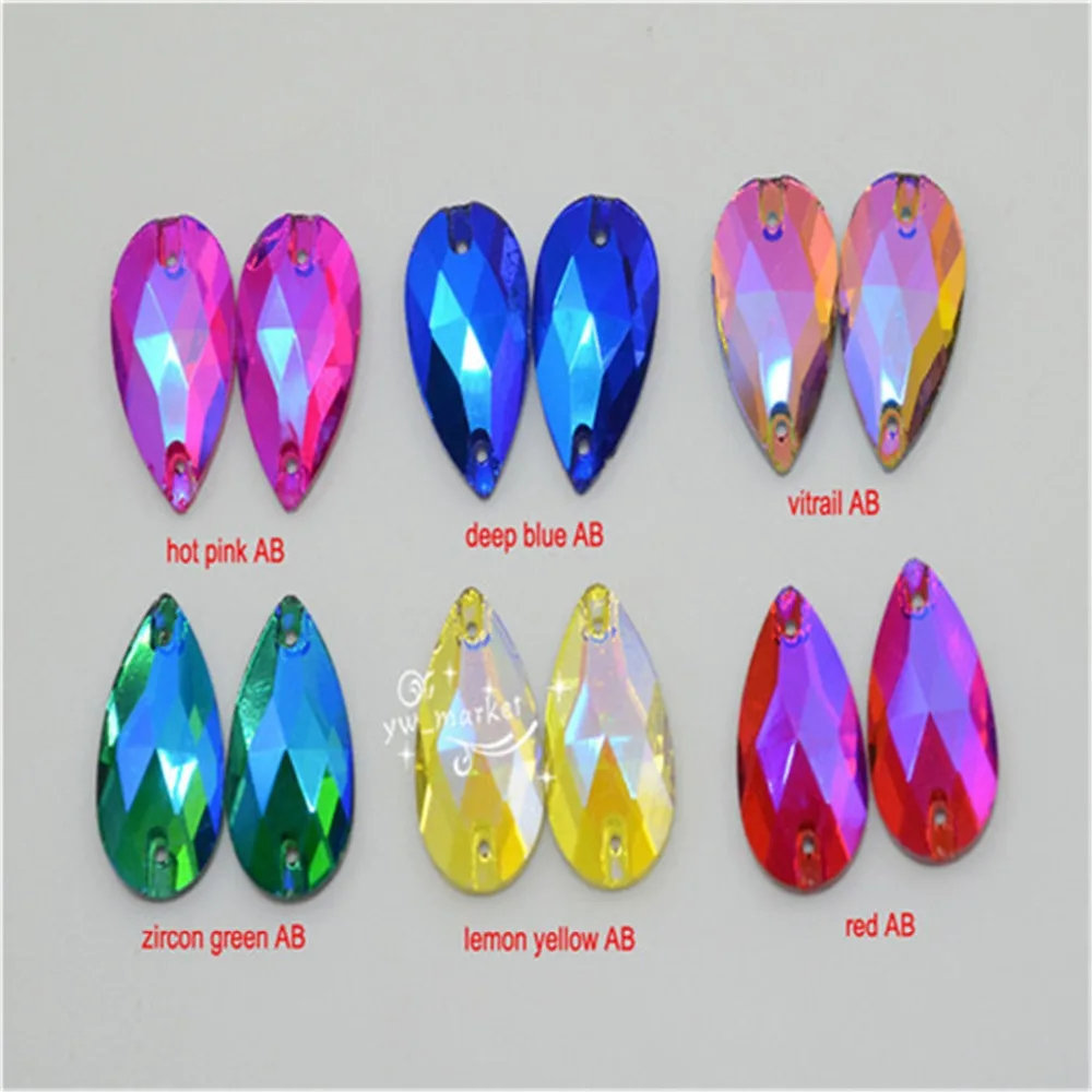 Цветной стеклянный кристалл в форме слезы AB Стразы плоские с оборота камни ювелирные изделия изготовление на заказ Пришивные