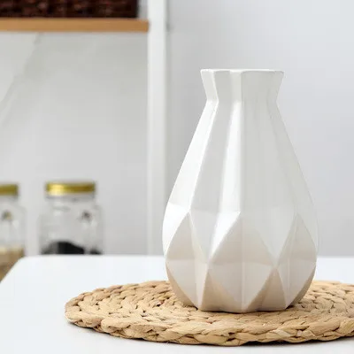 Креативная модная керамическая ваза, простая в скандинавском стиле, алмазная воодушевленная Складная ваза, сушеные цветы, ваза, украшения, цветок, домашний декор - Цвет: Medium white