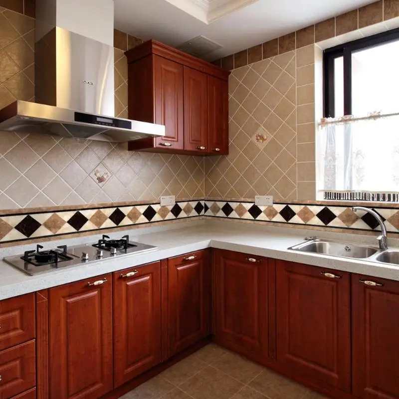 

Self Adhesive Living Room Waist Line Tiles Wall Sticker Bathroom Kitchen Waterproof PVC Wallpaper Stickers Home Decoration