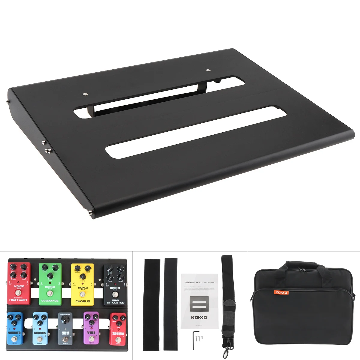 

KOKKO 35 x 28cm Detachable Guitar Pedal Board Setup Style DIY Guitar Effects Pedalboard Support Placed 8-10 Effects with Bag