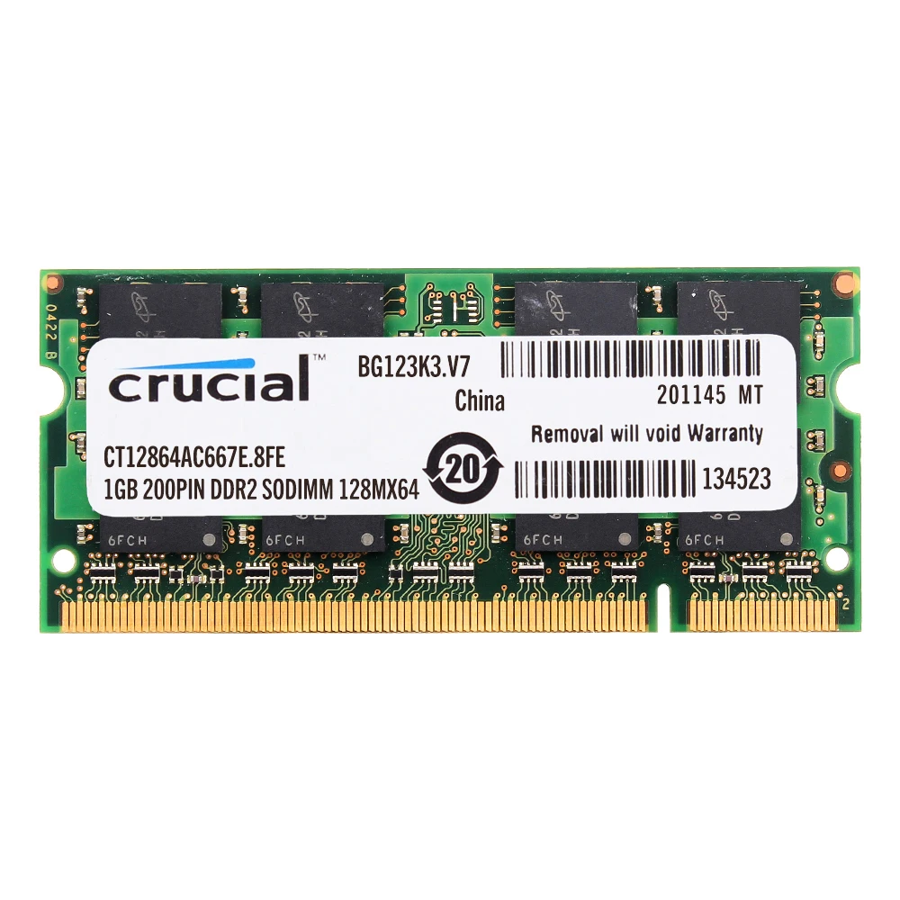 Оперативная память для ноутбука Crucial DDR2 667 МГц DDR2 1 Гб 2 Гб 1,8 в CL5 200pin оперативная память для ноутбука ddr2 2 ГБ = 2 шт* 1 г PC2-5300S