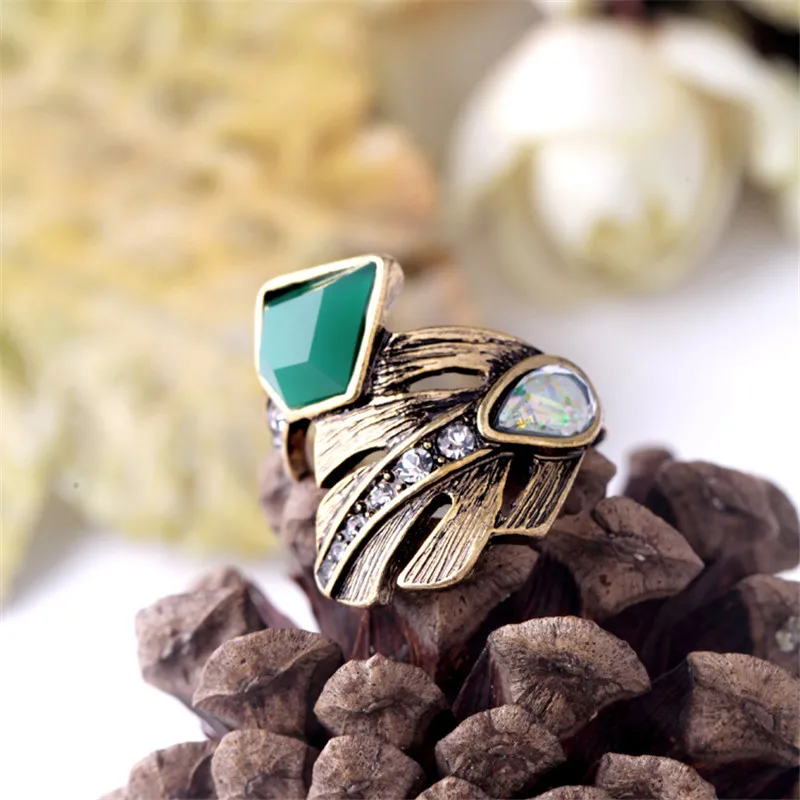 Женское акриловое кольцо с геометрическим рисунком в стиле ретро|green stone ring|stone rings