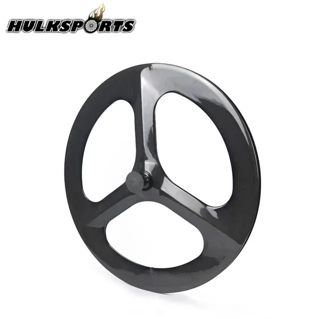 Cheap Cheap Carbon tri spoke wheel 700C carbon road/track/TT Clincher rim wheel carbon bicycle wheelset with hub Front/Rear Wheel