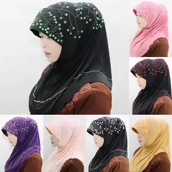 Мусульманские женщины жемчуг хиджаб Мода ручной работы цветок Ближний Восток хиджаб мода мягкий эластичный винтажный Национальный стиль