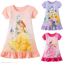 Милое платье для маленьких девочек с героями мультфильмов, Рапунцель, Аврора, Белль, Аврора, платья принцессы с принтом, летнее платье без рукавов для девочек, одежда
