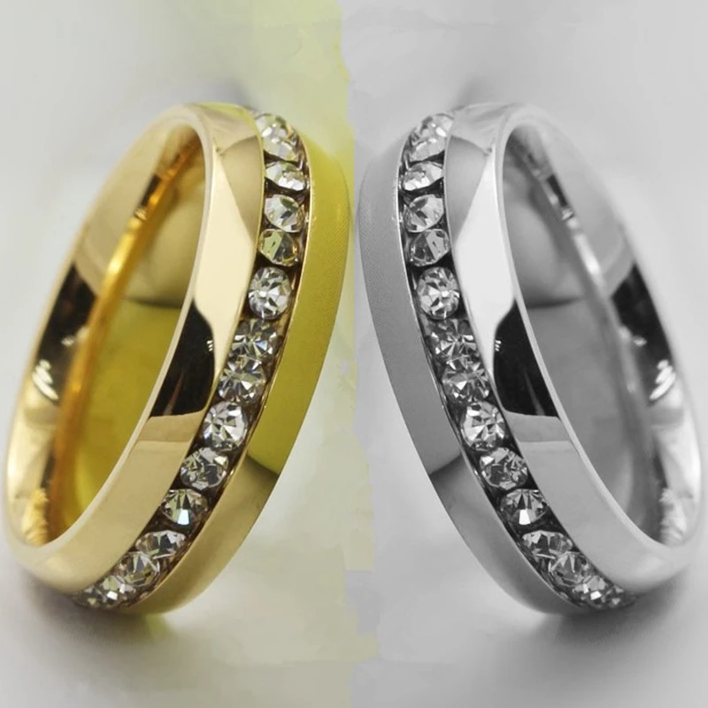 1 шт. модное кольцо с кристаллом женское ювелирное Золотое кольцо из нержавеющей стали женские камни 316L Свадебные кольца на палец для женщин вечерние gitfs