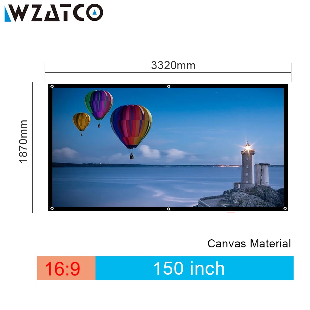 

WZATCO 150"inch Movie Foldable HD Projection Projector Screen with Canvas Material 4:3 Or 16:9 Optional for Home Theater Screen