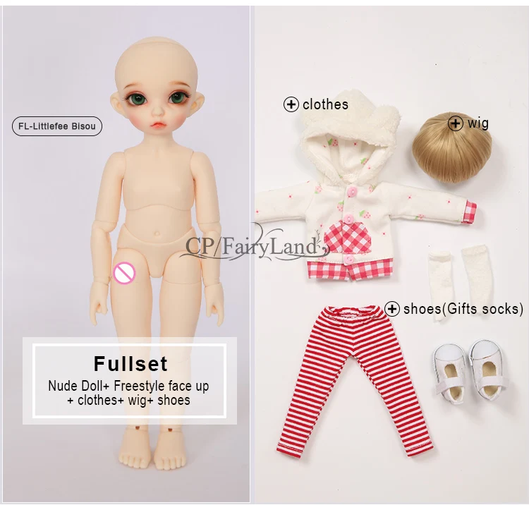 Fairyland littlefee Bisou 1/6 bjd sd dolls model girls boys eyes High Quality toys shop resin - Цвет: Full set in NS aspic