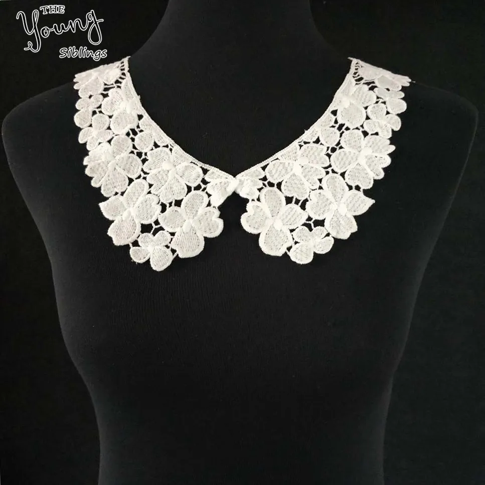 

Exquisite white Flower Embroidered Lace Collar Neckline Applique Embroidery Sewing on Patches Sewing Fabric Accessories YL1105