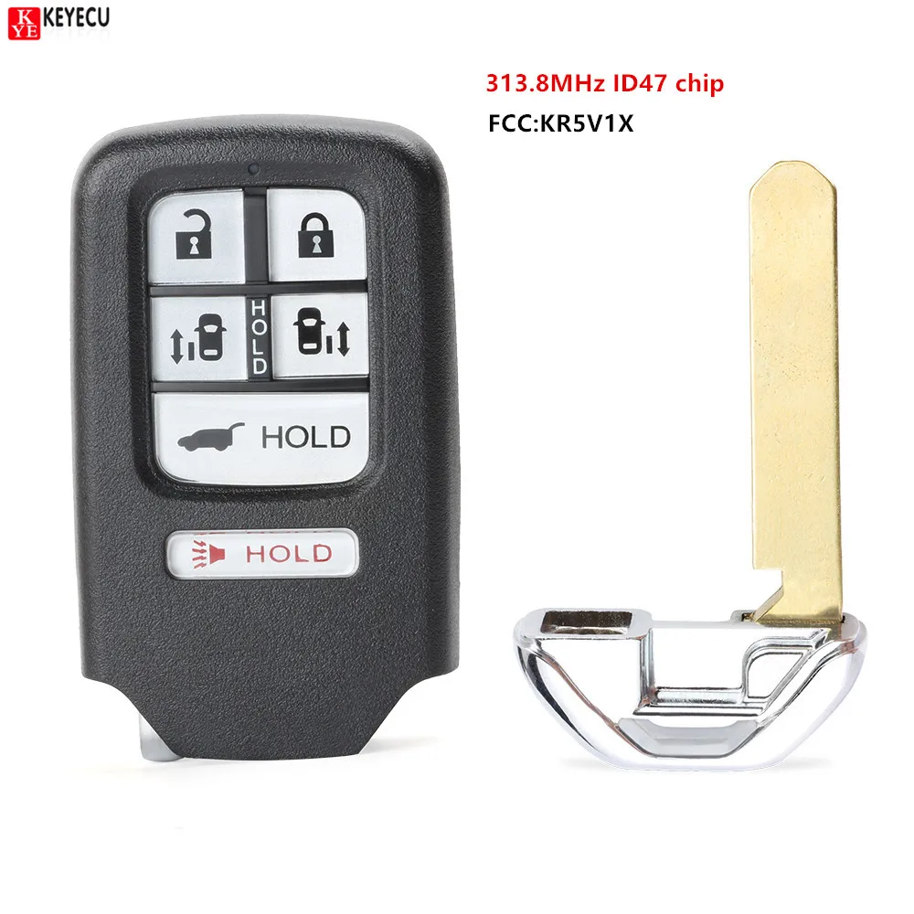 

keyecu New Replacement Remote Key Fob 6 Button 313.8MHz ID47 chip for Honda Odyssey 2014 2015 2016 2017 Fcc:KR5V1X