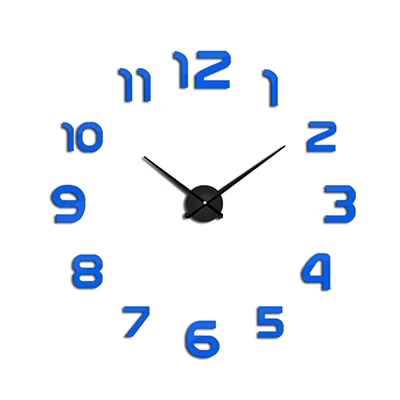Новые часы настенные часы horloge 3d diy акриловые зеркальные наклейки для украшения дома гостиная кварцевые иглы - Цвет: Blue