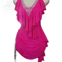 Новая детская одежда Танцевальный костюм сексуальные старший спандекс алмаз для латино-американских танцев, платья для женщин конкурс латиноамериканских танцев платья S-4XL