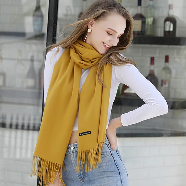 Bufanda de Cachemira para mujeres, Fular femenino de marca de lujo, Bandana con borlas para mujer, chal liso, 2020 Bufanda de Cachemira para mujeres, Fular femenino de marca de lujo, Bandana con borlas para mujer, chal liso, 2020