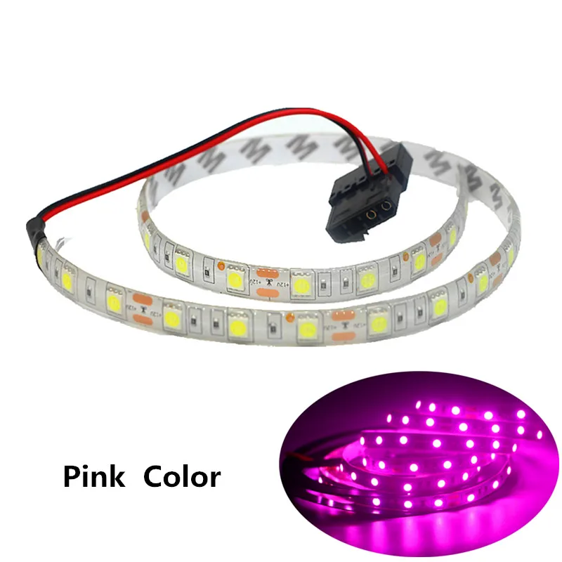 RGB led ленточный светильник полный комплект для ПК компьютерный чехол SATA интерфейс питания фиксируется клейкой лентой, пульт дистанционного управления цвет 12 В - Испускаемый цвет: Pink