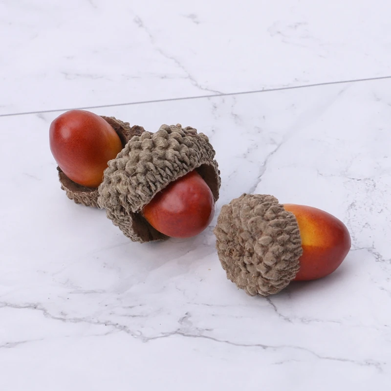 10 шт., искусственное моделирование, мини-желудь, дубовый орех, поддельное украшение в виде фруктов, домашний декор, супер яркий, реалистичный