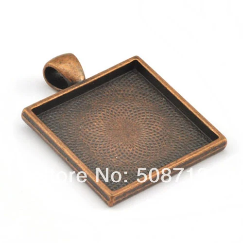 

Free Ship!!! 50pcs - Square Antique Copper 25mm Pendant Tray Blanks / Bezels for DIY Pendants