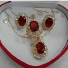Ожерелье/Подвеска Серьги ring8# наборы красный циркон камень циркон серьги драгоценный камень Ювелирные Наборы Серебряный кварцевый камень Кристалл Женщины