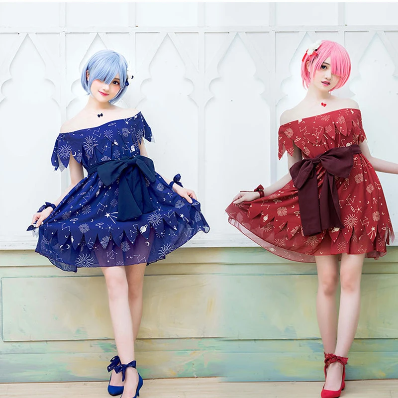 Аниме Re ZERO KARA Hajimeru Isekai жизнь в другой мир Костюмы для косплея Rem Ram Платье на