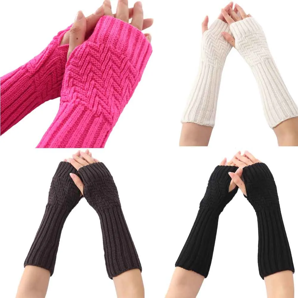 

Women Fashion Knitted Arm keep warm Sleeve Fingerless Winter Gloves Soft Warm Mitten Comfortable gloves L50/1226