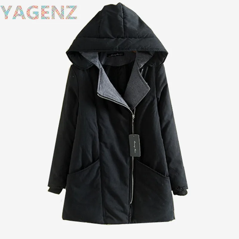 Warm thick women winter hooded jacket large size loose