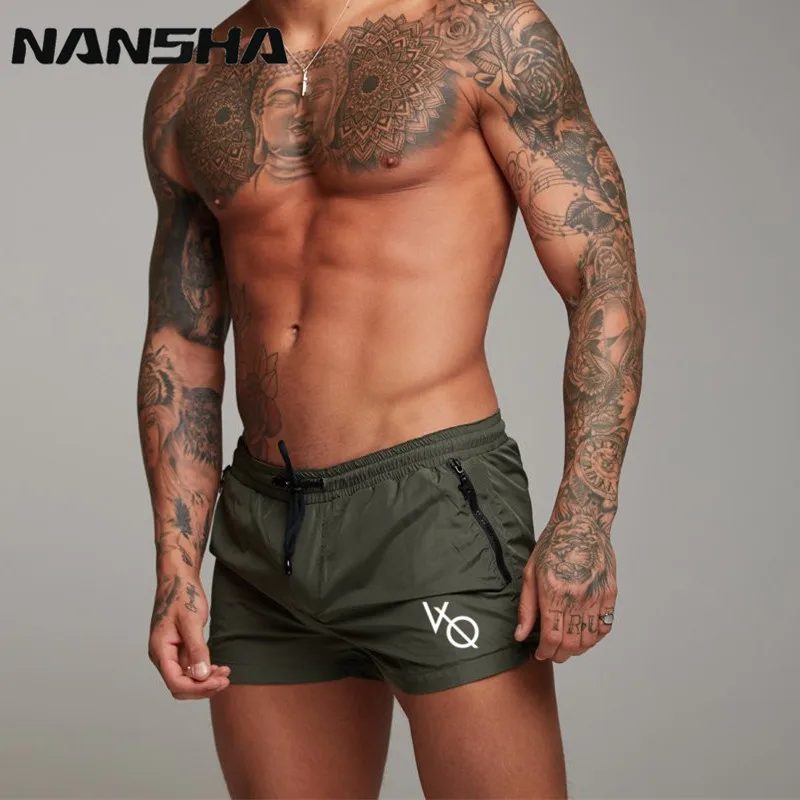 NANSHA Shorts Mens Bermuda 2018 Summer Men Beach Hot VQ Letter Solid Men Boardshorts Male Brand Men Gyms Shorts Casual Fitness