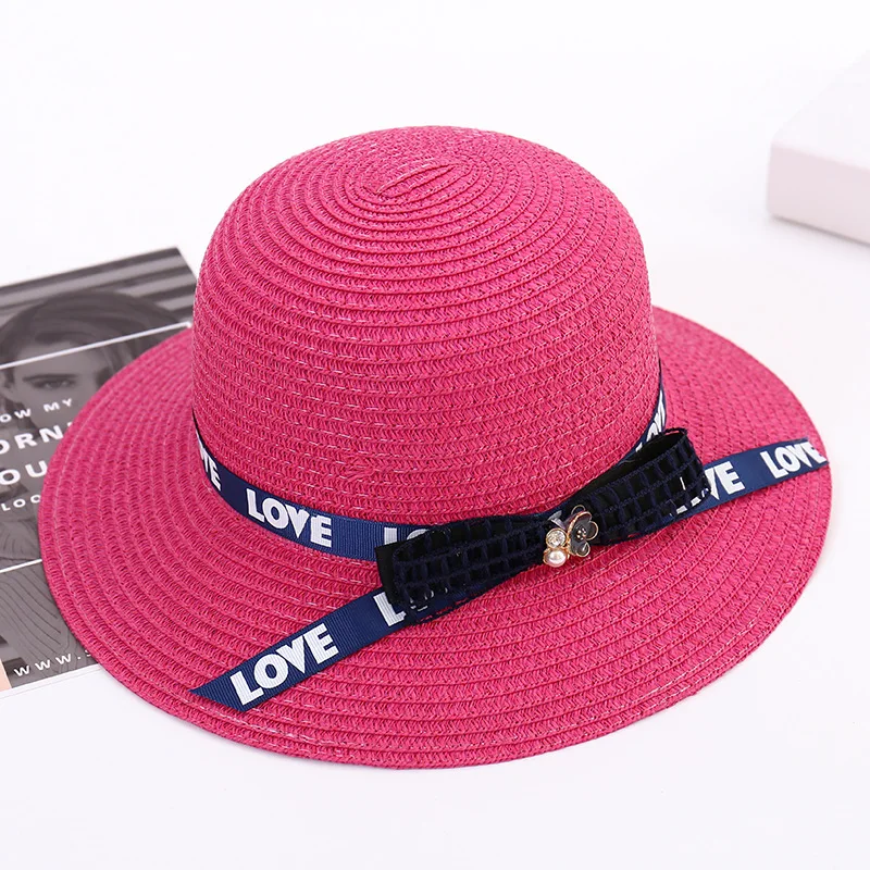 سيدة القش قبعة الإناث الربيع الصيف شاطىء البحر شاطئ قبعات واقية من الشمس قبعات للحماية من الشمس الفتيات السفر ظلة قبعة واسعة حافة ضبط A147