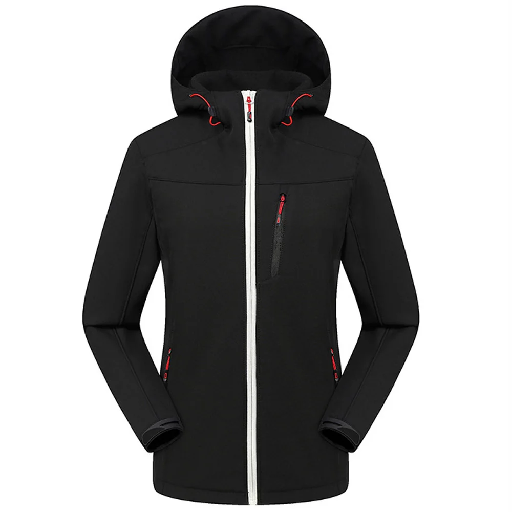 Black TENNEIGHT Softshell Jacket Women waterproof warm Trekking Windcheater Outdoor Hiking Clothing Female Winter Fleece Ski Jackets - Цвет: Black