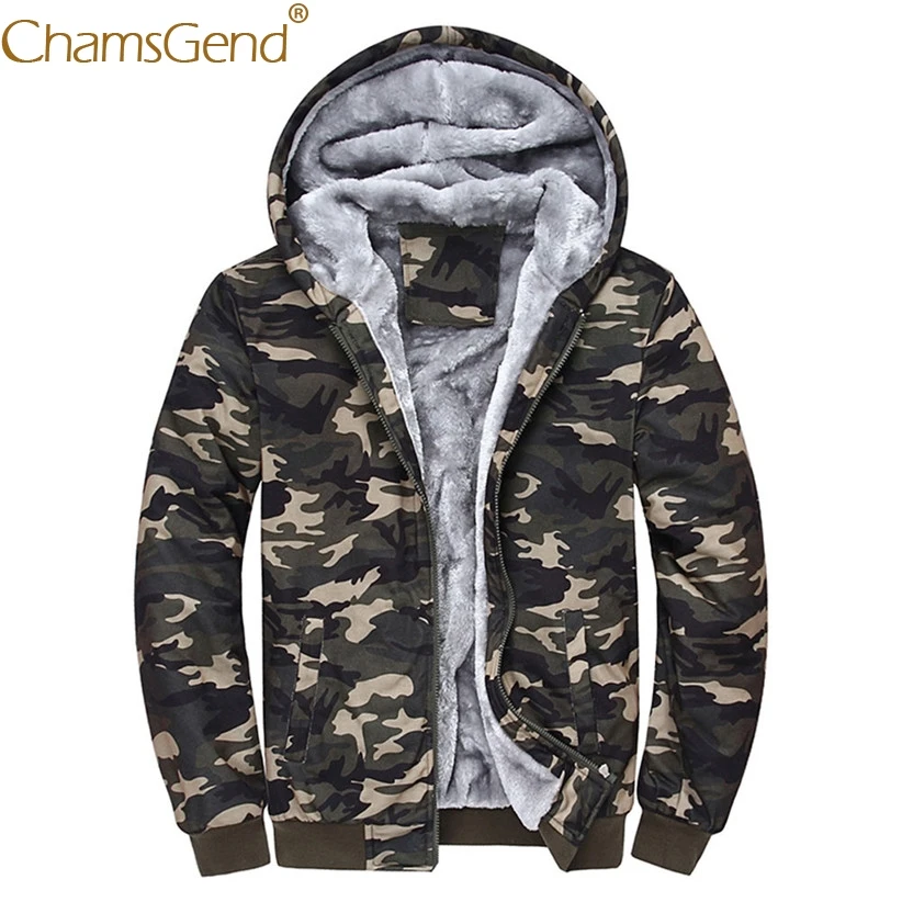 

Newly Design Men Thick Warm Jackets Camouflage Print Warm Fleece Coat Men Zipper Windproof Streetwear Men Hood Coats 81106
