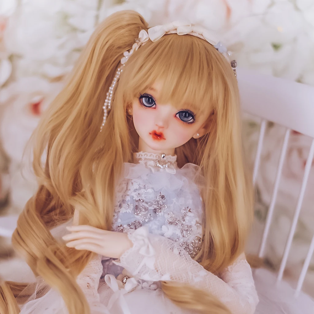 Wavy BJD SD DIY Wigs Wire 1/4 Dolls Noodle Curly Wig BJD Hair Wig Light Yellow