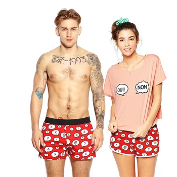 

QIZXIM Cartoon Printing Couple Panties Men Boxers Women Panties Boyshorts Underwear Lovers Valentine's Underpants Allo pants