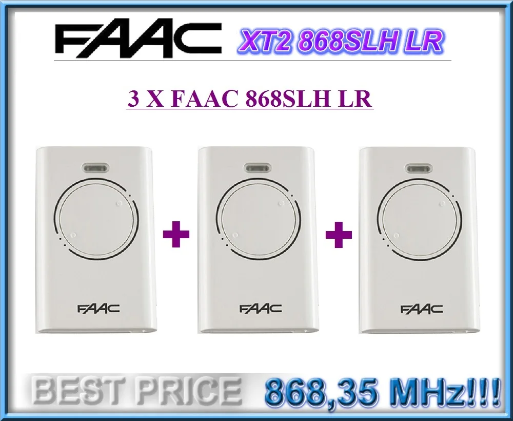 Пульт дистанционного управления FAAC XT2 868 SLH LR, белый 868,35 МГц плавающий код 3 штуки, не поддерживает клонирование