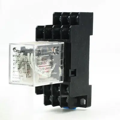 

MY4J AC 12V Coil 5A Electromagnetic Relay 14 Pin 4PDT 4 NO 4 NC w Base Socket