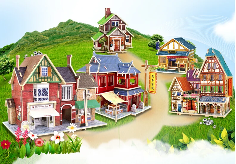 

DIY 3D Wooden Puzzle Model Building Assembling Kits Educational Puzzles Toys for Children Adults
