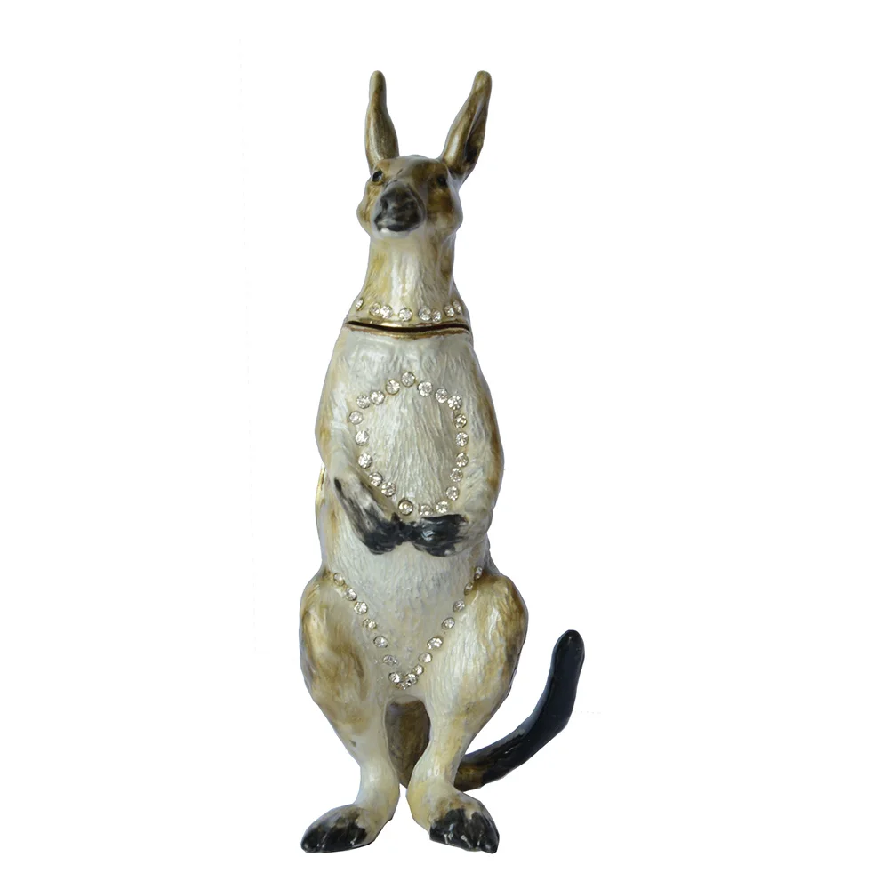 

Kangaroo jeweled jewelry trinket box ring holder organizer animal figurine novelty gift vintage decoration