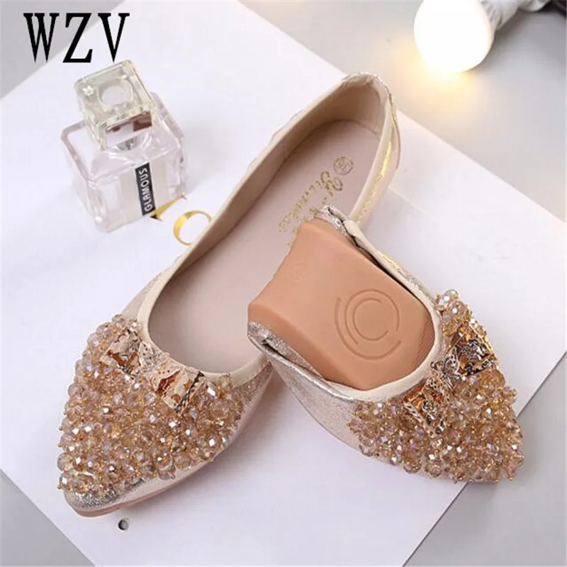 

Plus Size42 Designer Crystal Woman Big Size Flat Shoes Elegant Comfortable Lady Fashion Rhinestone Women Soft Girl Shoes