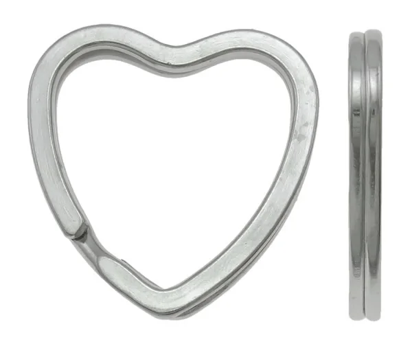 

10pcs Iron Round Split Ring Heart Shape Key Clasp Silver Plated Jewelry Findings for Keyring Keychain Making Diy 31*31*3.0mm