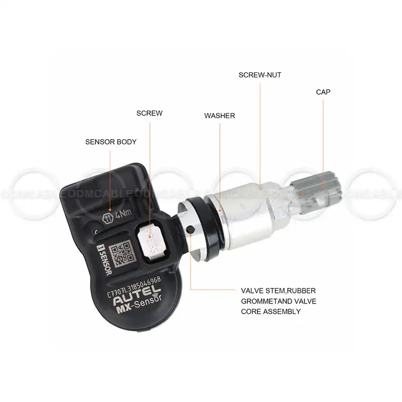 AUZONE Pro-Sensor Universal TPMS Sensor 433Mhz Programmable Tire Pressure Monitor System Replacement Sensor
