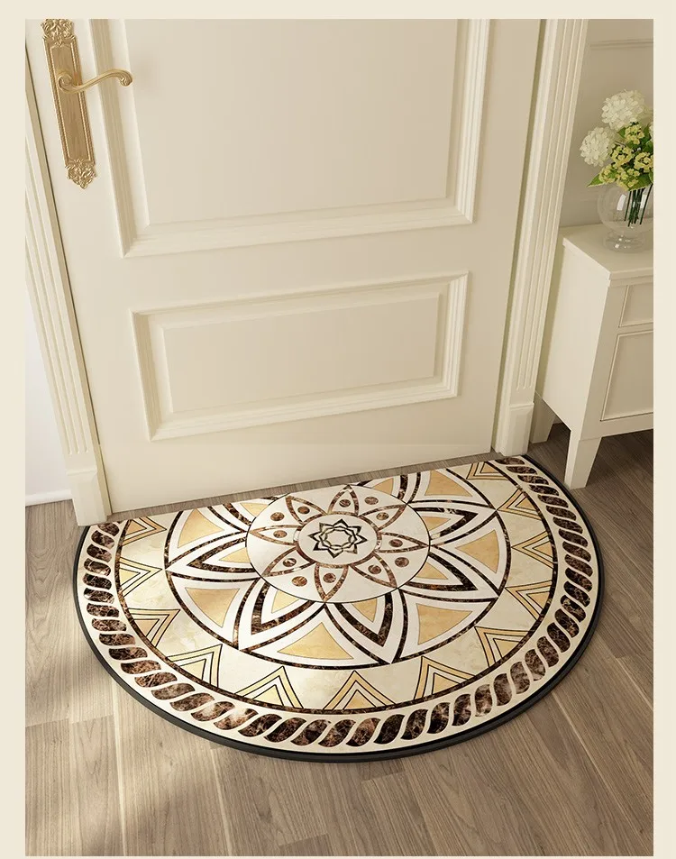 Multi-function short hair semicircle shaped floor mat, door mat,cute bathroom mat, Retro vintage decoration ground mat