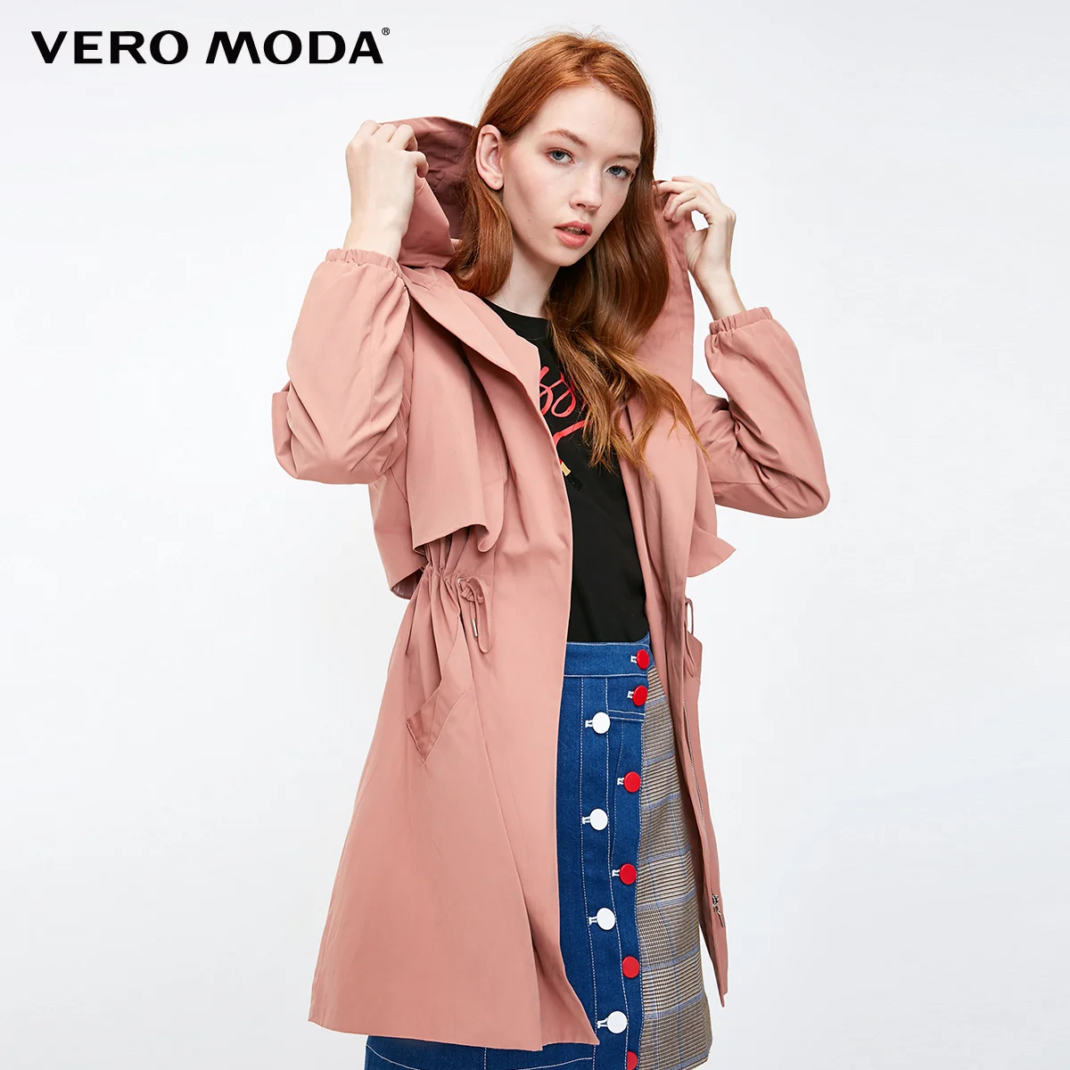 Vero Moda куртка женская Повседневный с капюшоном сплошной цвет молнии Тренч | 318417501 - Цвет: Burlwood red