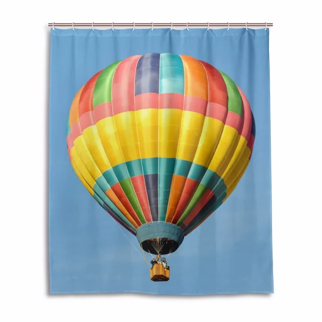 Bathroom Colorful Hot Air Balloon Shower Curtain For Bathroom Colorful Hot Air Balloon Shower Curtain For Polyester Mildew Anti Home Decor Blue Sky