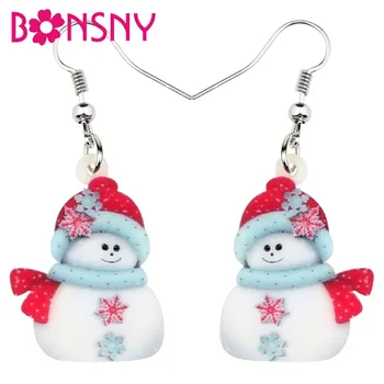

Bonsny Acrylic Christmas Snowman Decoration Earrings Drop Dangle Ornaments Jewelry For Women Girls Teens Navidad Accessories New