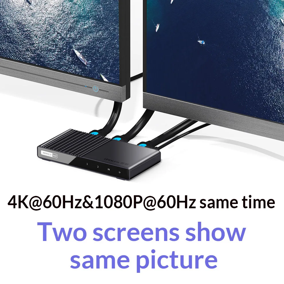 Unnlink HDMI сплиттер 1X2 HDMI2.0 UHD4K @ 60HZ 4:4:4 18 Гбит/с HDR HDCP 2 3D для LED Smart TV MI Box ps4 переключатель