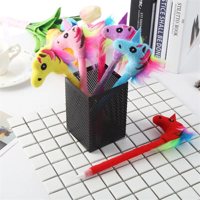 Funny Unicorn Plush Ballpoint Pen School Supply Cute Stuffed Animals Plush Soft Gel Pen Toys For Children Kids Stationer 141