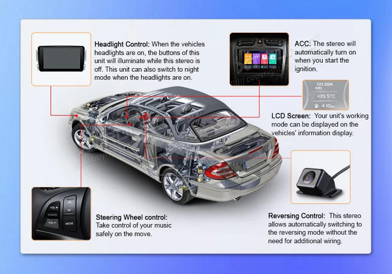 Top 8" Android 8.0 OS Car Multimedia Navigation GPS Radio for Mercedes-Benz A-Class W168 1998-2002 & CLK-Class W209/C209 1998-2004 21
