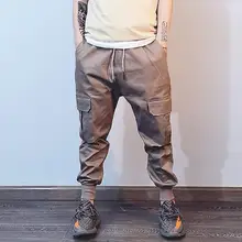 Повседневное плюс Размеры черный Брюки Карго Для мужчин свободные хлопковые мешковатые Дамские шаровары больших боковых кармана хип-хоп Брюки для девочек Pantalon Homme 3XL