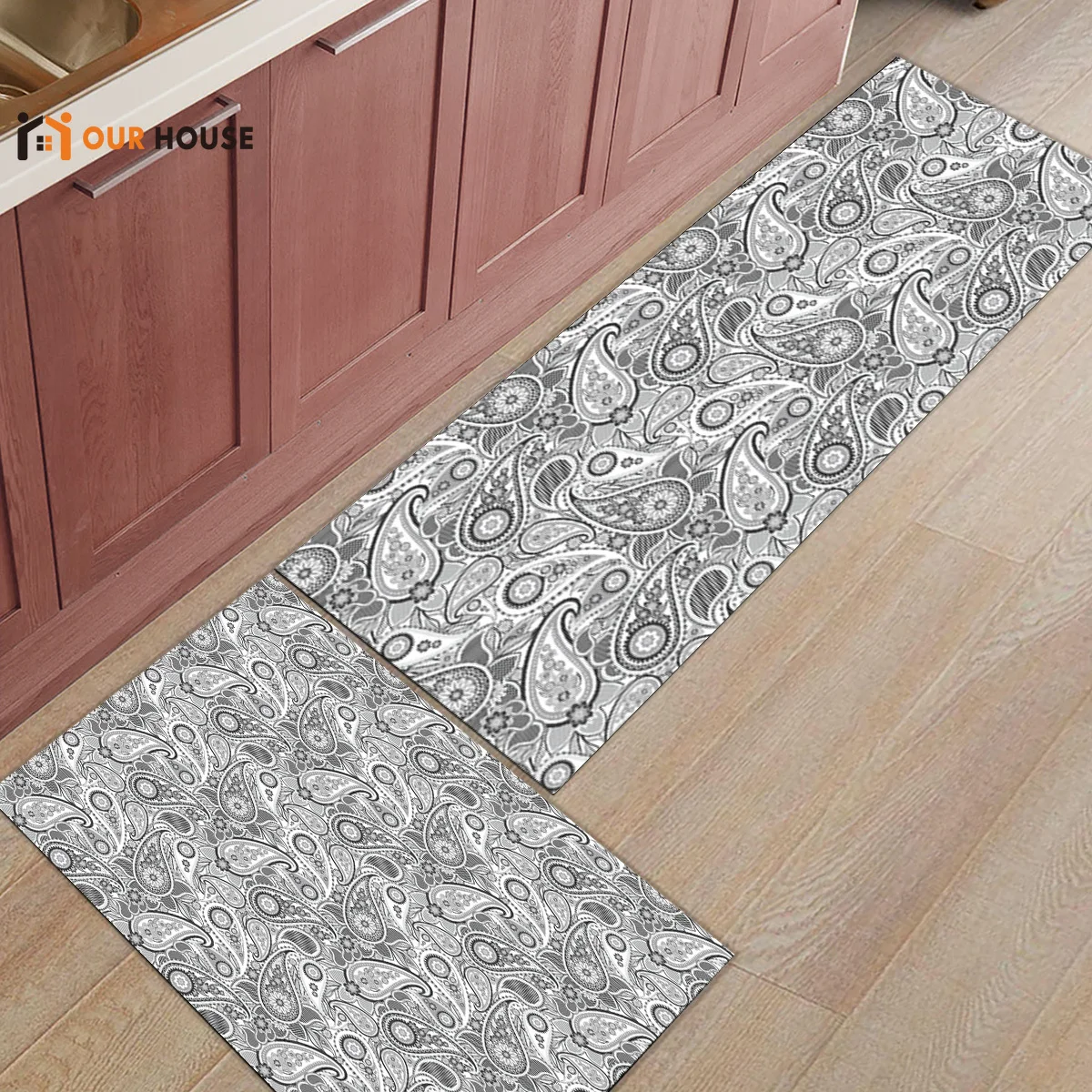 Ourhouse серые этнические Пейсли узор под домашним животным миска для воды еды аксессуары для ванной комнаты Набор грязи мусора грязи Траппер ботинок