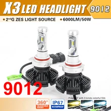 1 Conjunto 9012 HIR2 50 W X3 6000LM LED Farol LUMILED segundo ZES Chips 12SMD Fanless All-in-one DIY Filme Condução Fog Lâmpadas 3 K 6.5 K 8 K